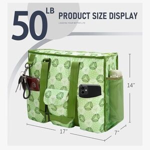 Green Floral Tote Bag